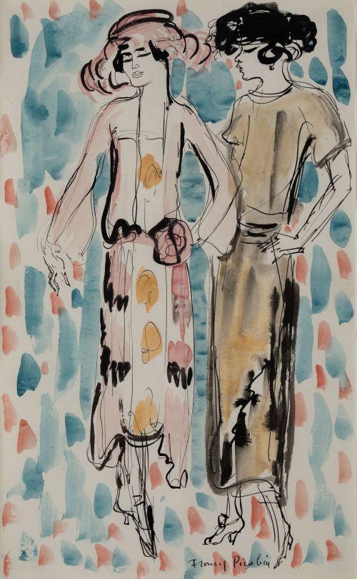 FRANCIS PICABIA, "Dos modelos", c. 1920, Tinta y acuarela s