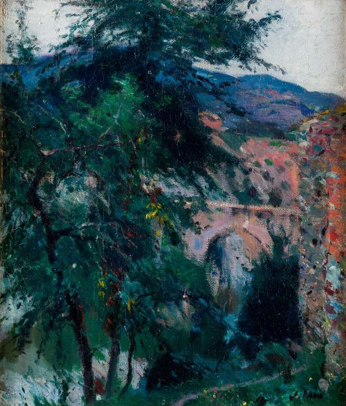 JOAQUÍN MIR TRINXET, "Paisaje con puente"