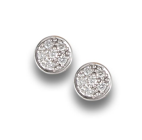 PENDIENTES ROSETONES TOUS DE DIAMANTES, EN ORO BLANCO