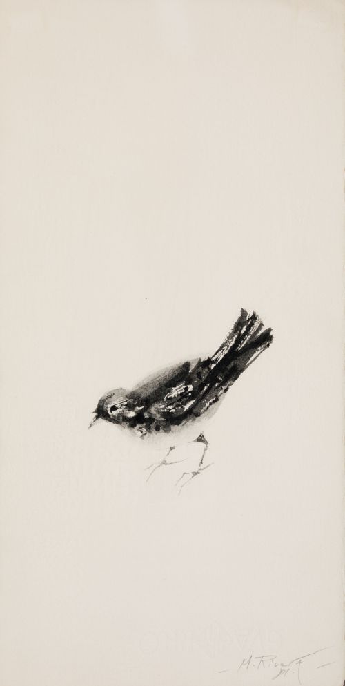 MANUEL RIVERA HERNÁNDEZ, "Gorrión", 1981, Tinta sobre papel