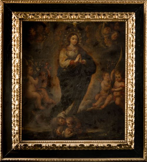 ESCUELA ESPAÑOLA , "Inmaculada Concepción", Óleo sobre lien