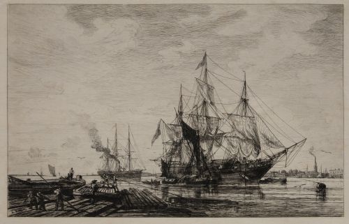 A. BASSIN, A. BASSIN (/ 19th century) "Three-masted sailboa