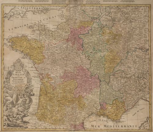 GUILLAUME DE L´ISLE, "Mapa de Francia y Navarra", Grabado