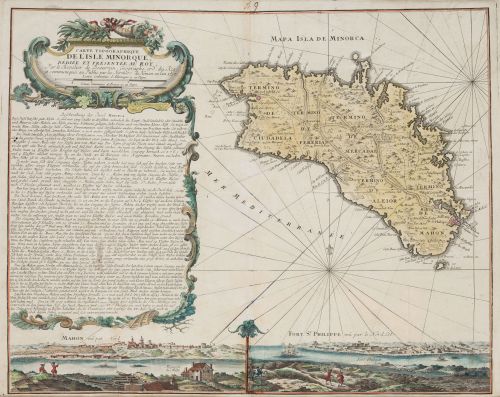 CHEVALIER JEAN DE BEAURAIN, "Isla de Menorca", Grabado al c