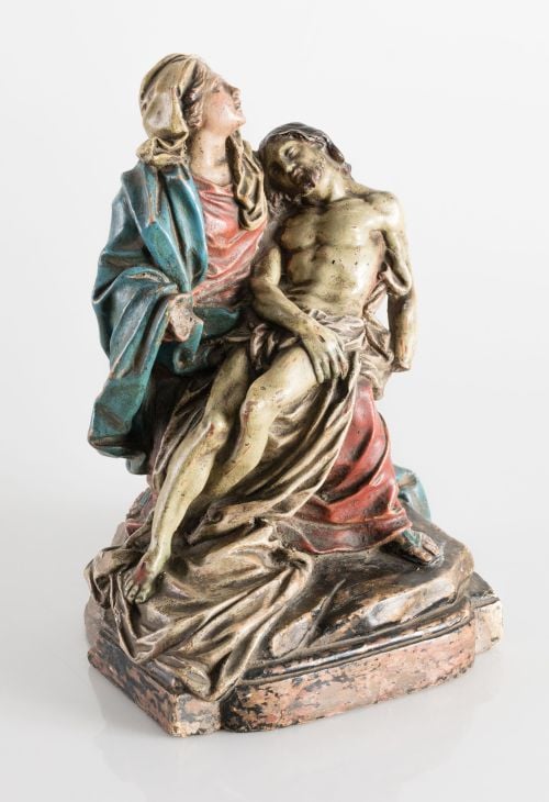 "Pieta", a polychrome terracotta sculpture following models