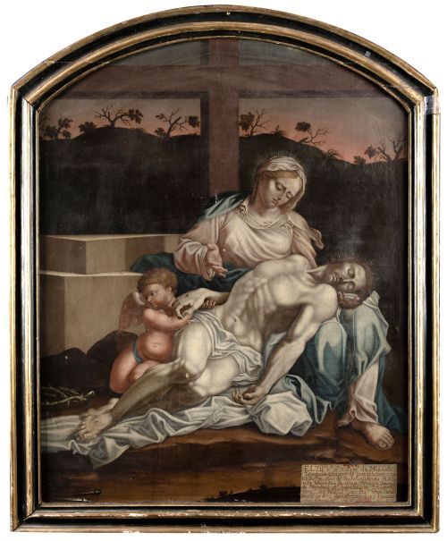 ESCUELA ESPAÑOLA, "La Piedad", 1745, Óleo sobre lienzo.