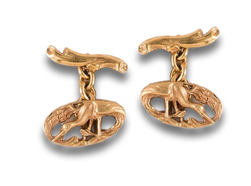 CUFFLINKS, OLD STYLE, YELLOW GOLD