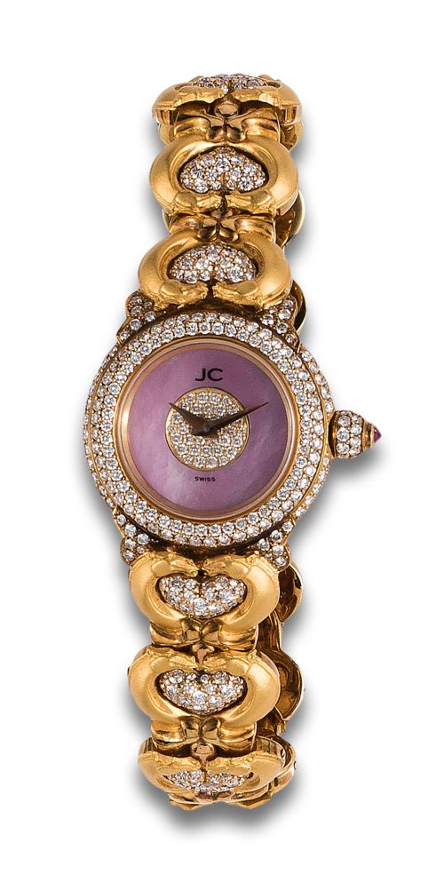 RELOJ DE PULSERA JC DE ORO Y DIAMANTES