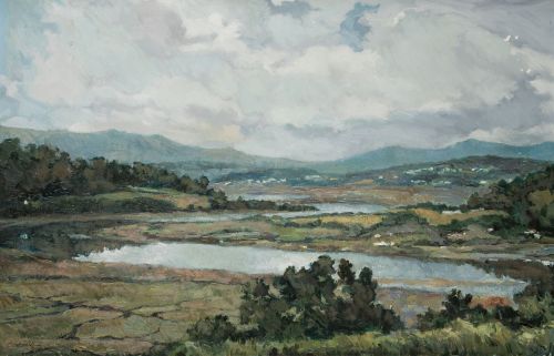 COCIÑA S.XX, "Ria de Ortigueira", Óleo sobre lienzo