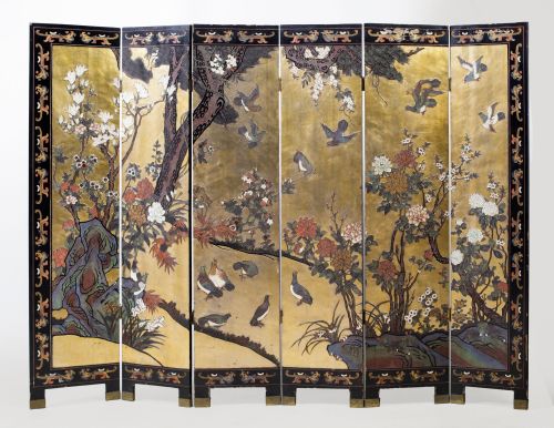 Six-leaf screen, China, mid 20th century.