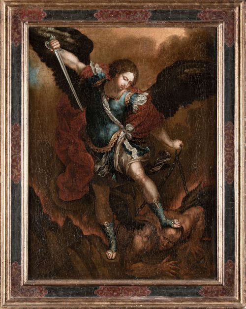 SEGUIDOR DE GUIDO RENI , "San Miguel Arcángel", Óleo sobre