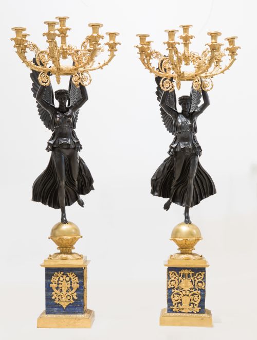 Pareja de candelabros imperio según Charles Percier, Franci