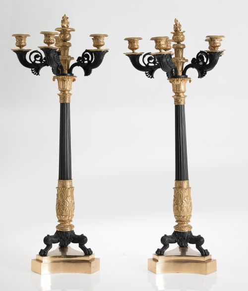 Pareja de candelabros de seis luces, Napoleón III, Francia,