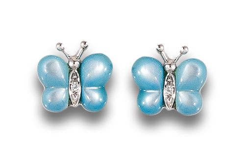 PENDIENTES YANES MARIPOSAS DE DIAMANTES, NÁCAR Y ORO BLANCO