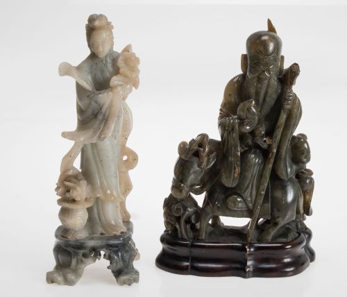 "Buda" y "Guanyin", dos figuras de piedras duras, China, S.