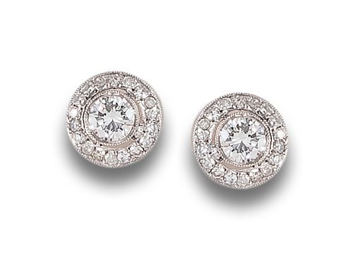 PENDIENTES ROSETONES EN PLATINO Y DIAMANTES