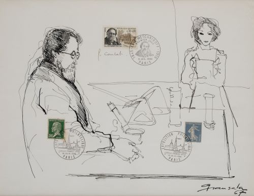 EMILIO GRAU SALA, "Suite numismática", Tintas y collage sob