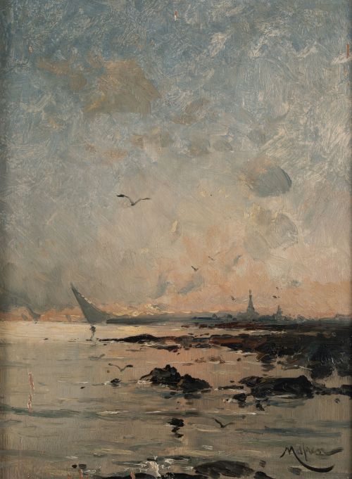 ELISEO MEIFRÉN Y ROIG, "Marina", Óleo sobre tabla