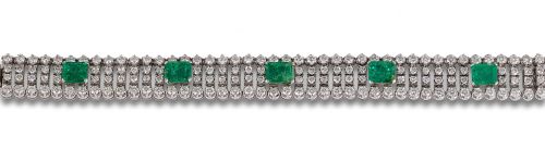 WHITE GOLD BRACELET WITH DIAMONDS AND EMERALDS