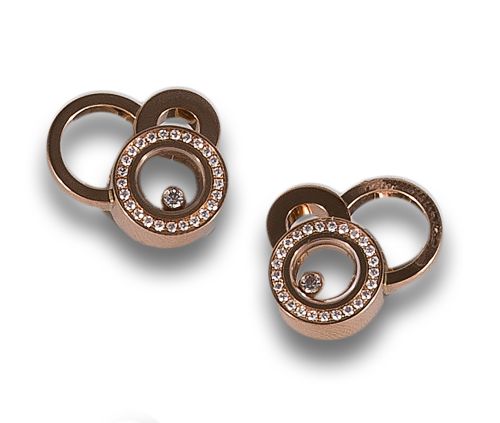 PENDIENTES CHOPARD DE DIAMANTES, EN ORO ROSA