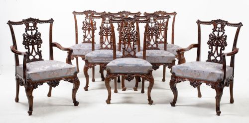 Six chairs and two ChippLateale style armchairs, Spain, 20t