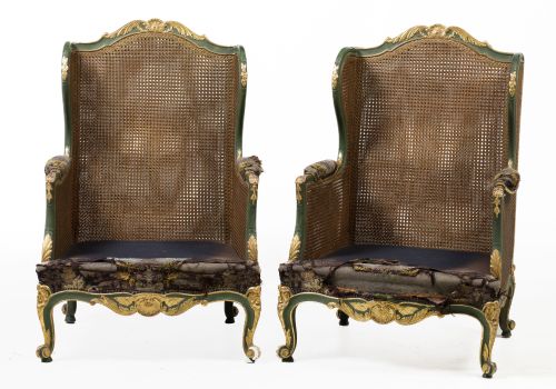 Pair of Louis XV style armchairs, Spain, size. 20th century