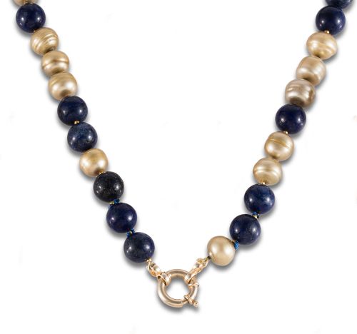 CULTURED PEARLS AND LAPISLAZULI CHOKER