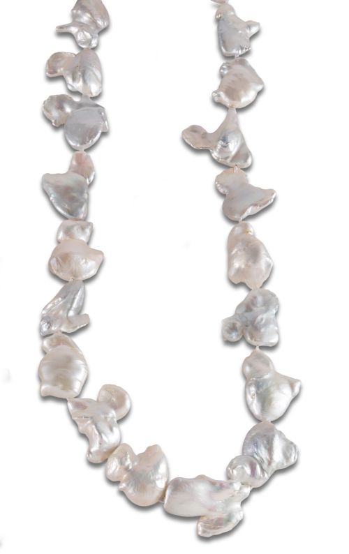 KESHI AND SILVER PEARL NECKLACE