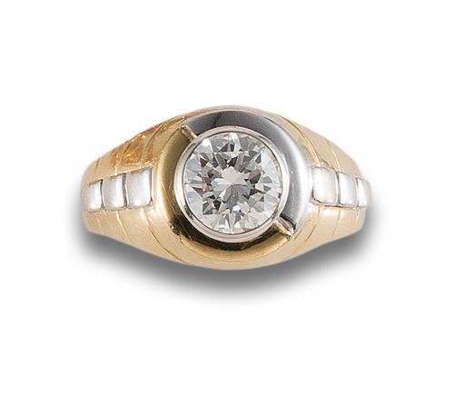 1.81 CT DIAMOND SOLITAIRE. IN TWO-TONE GOLD