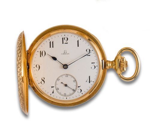 SABONETA OMEGA POCKET WATCH IN YELLOW GOLD