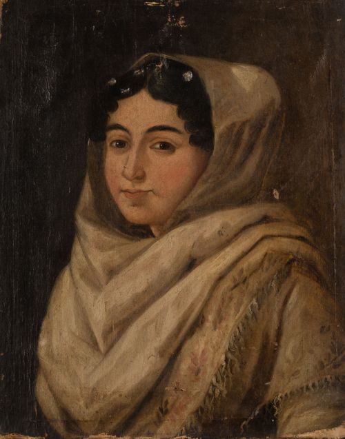 ESCUELA ESPAÑOLA, "Retrato de Dama", Óleo sobre lienzo