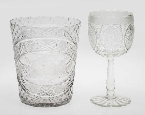 Cut and engraved glass vase, 20th century