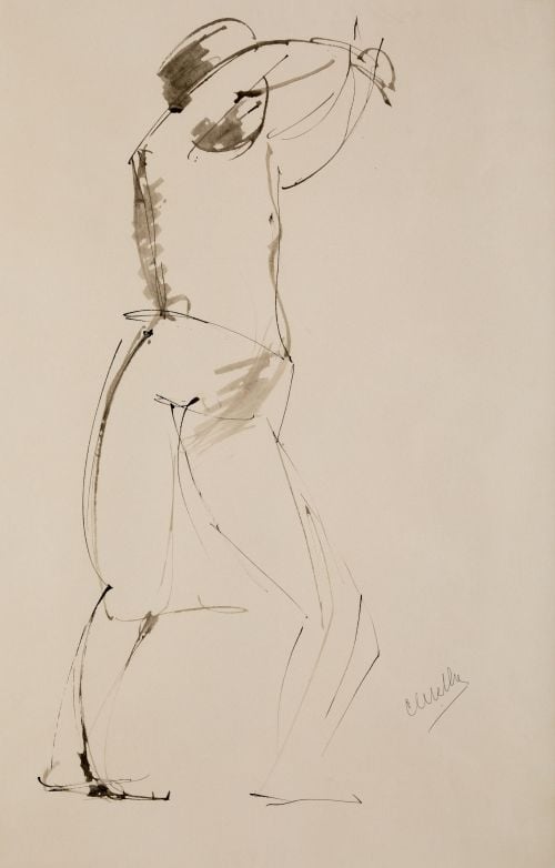 CRISTINO MALLO, "Estudio de mujer", 1969, tintas y aguada