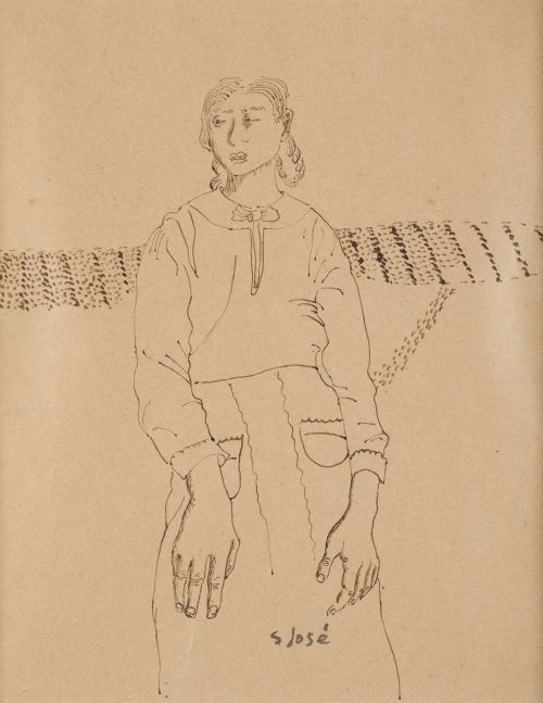 FRANCISCO SAN JOSE GONZÁLEZ, "Campesina", Tinta sobre pap