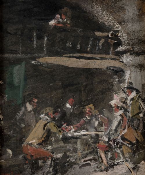 FRANCISCO DOMINGO Y MARQUÉS, "Escena de taberna", Gouache s