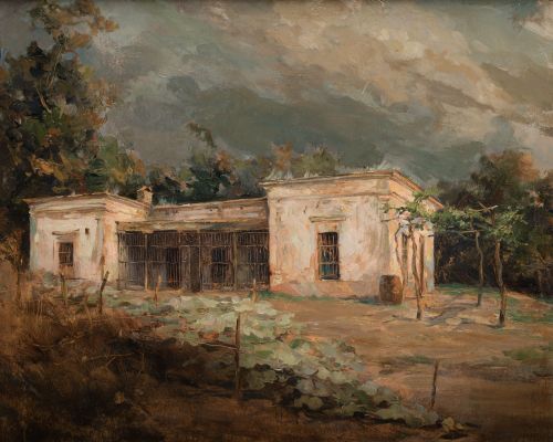 CARLOS LUIS SOTO, "Casa antigua de Rosas", Óleo sobre tabla