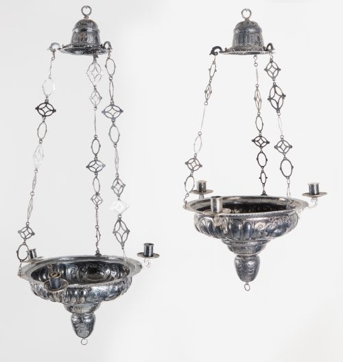 Two silver votive lamps, Cordoba, mid-18th century and late