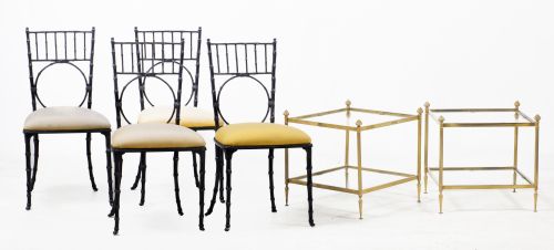 Four lacquered metal chairs simulating bamboo, Spain, 20th