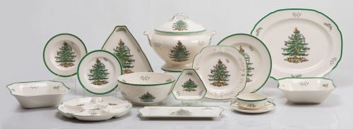 Stamped porcelain tableware, Spode, "Christmas tree" model,