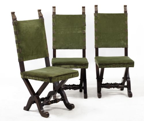 Three chairs of Castilian taste, Spain, mid 20th century