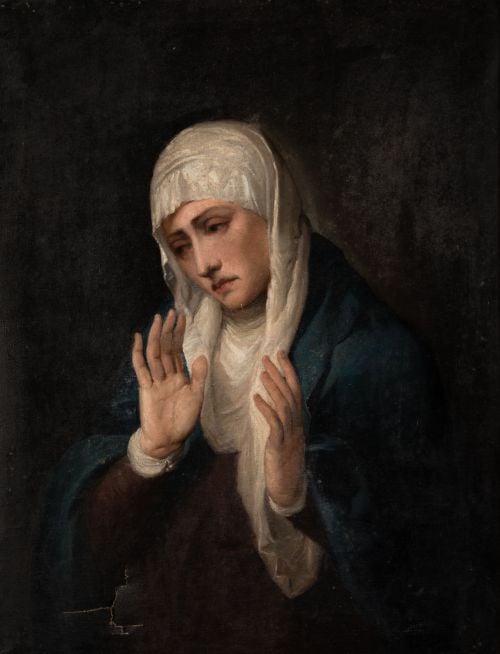 ANÓNIMO, "Dolorosa", Óleo sobre lienzo.