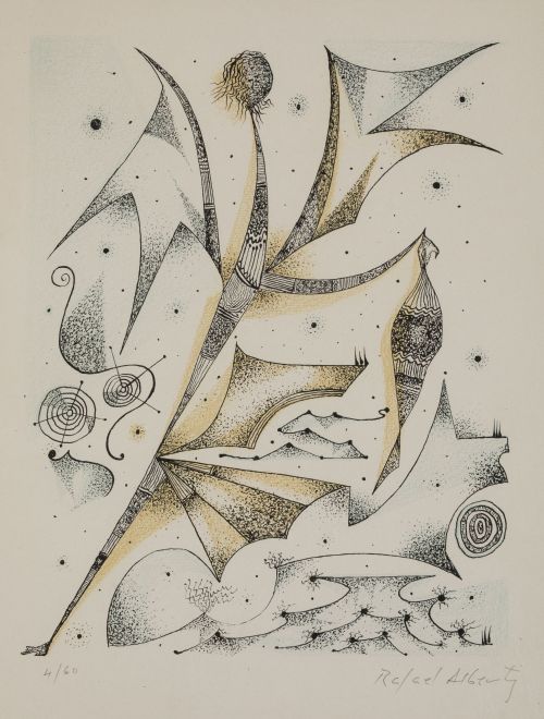 RAFAEL  ALBERTI , "Composicion surrealista", Litografía