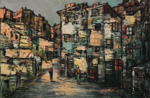 MARCEL DUVAL, "Vista urbana", Óleo sobre lienzo