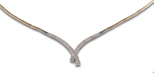 DIAMOND CHOKER, IN TWO-TONE GOLD