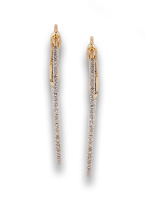 IN & OUT HOOP DIAMONDS EARRINGS, IN YELLOW GOLD