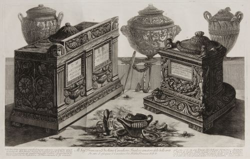 GIOVANNI-BATTISTA PIRANESI, "Lámpara y urna funeraria", Gra