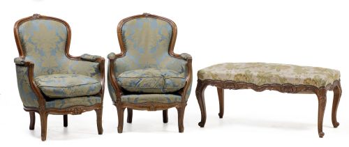 Pair of Louis XV style armchairs, Spain, mid 20th century