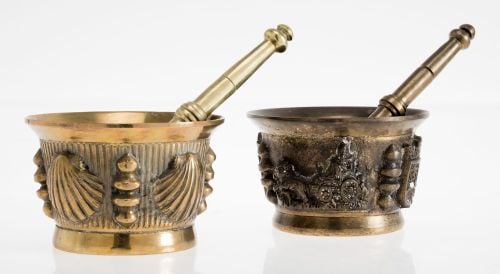 Montero with gilt bronze pestle, Spain, 20th century