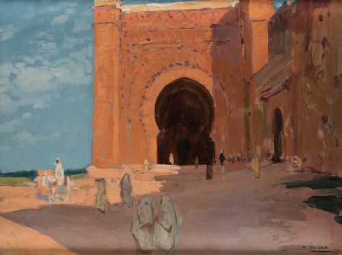 MARIANO  BERTUCHI, "Puerta de Oudayas, Rabat", Óleo sobre c