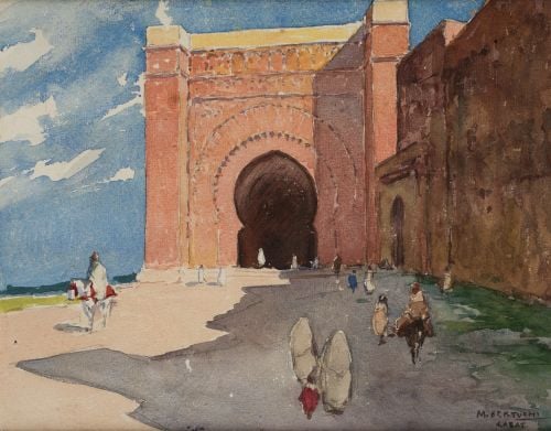 MARIANO  BERTUCHI, "Puerta de los Oudayas, Rabat", Acuarela